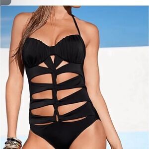 Venus CUT OUT CAGED FRONT HALTER NECK BODYSUIT size 10